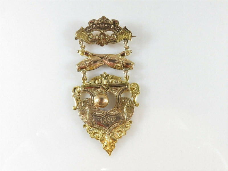 Victorian 10K Rose & Yellow Gold Aurania - B-C 1890 Indian Clubs Award Medal product image for Just Stuff I Sell, clear front view, neutral background, original listing photo, optimized descriptive alt text, centered composition