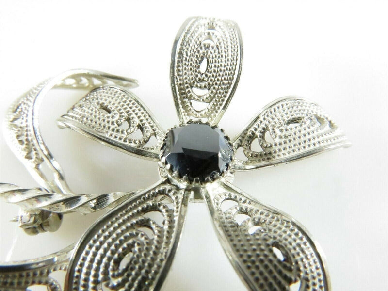 Lovely Sterling Silver Wire Filigree Twisted Wire Brooch Faceted Hematite Stone product image for Just Stuff I Sell, clear front view, neutral background, original listing photo, optimized descriptive alt text, centered composition variant 6