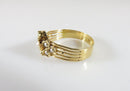 Victorian 18K Yellow Gold Three-Leaf Clover Seed Pearl Ring Size 8