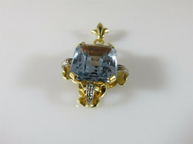 Art Nouveau Arts & Crafts Style 18K Yellow Gold Emerald Cut Blue Spinal Pendant product image for Just Stuff I Sell, clear front view, neutral background, original listing photo, optimized descriptive alt text, centered composition variant 2
