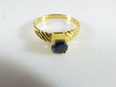 20K Gold .75 Carat Round Cut Natural Blue Sapphire Solitaire Ring Size 9.75