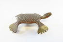 Small Brass Turtle with Little Red Eyes and Scratchy Paws / Vintage