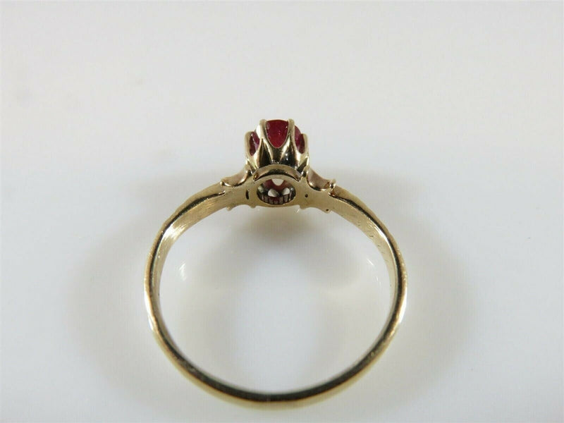 Victorian 14K Gold Ruby Engagement Ring Antique c.1887 Size 4.25 