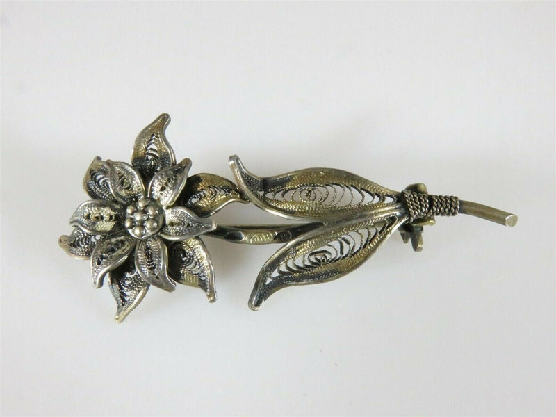 Lovely Delicate Filigree Floral Pin 900 Silver Hallmarked product image for Just Stuff I Sell, clear front view, neutral background, original listing photo, optimized descriptive alt text, centered composition variant 2