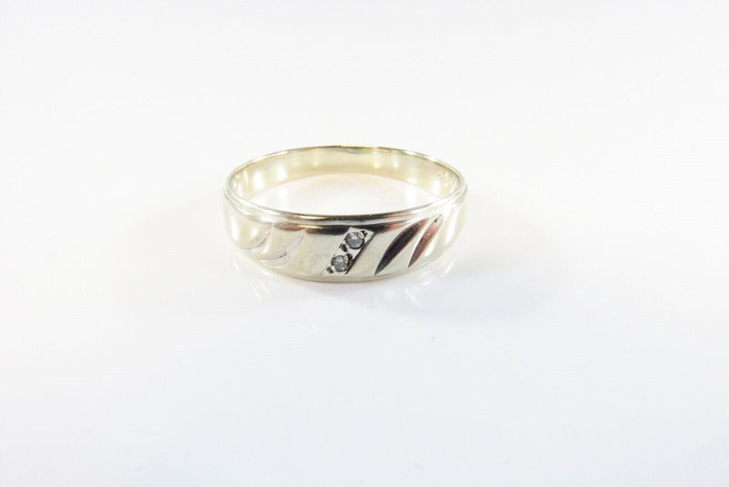 14K White Gold Diamond Chip Wedding Band Size 9.75 by NBK .02 CTW 3 Grams!