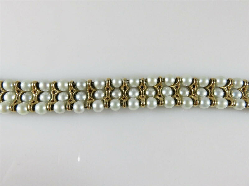 Beautiful 83 Pearl 52 Turquoise 7" TL Bracelet 14K Yellow Gold Setting 33.4 Gram product image for Just Stuff I Sell, clear front view, neutral background, original listing photo, optimized descriptive alt text, centered composition variant 12