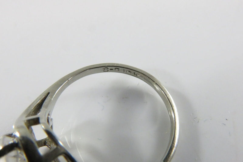 Vintage 10K White Gold Lab Created Quartz Bypass Ring Size 5.5 S-F Inc