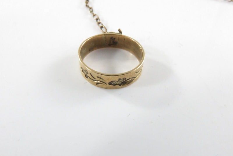 Victorian Child Hand Chain 10K Gold Engraved Ring c1898 Gold-Filled Bracelet