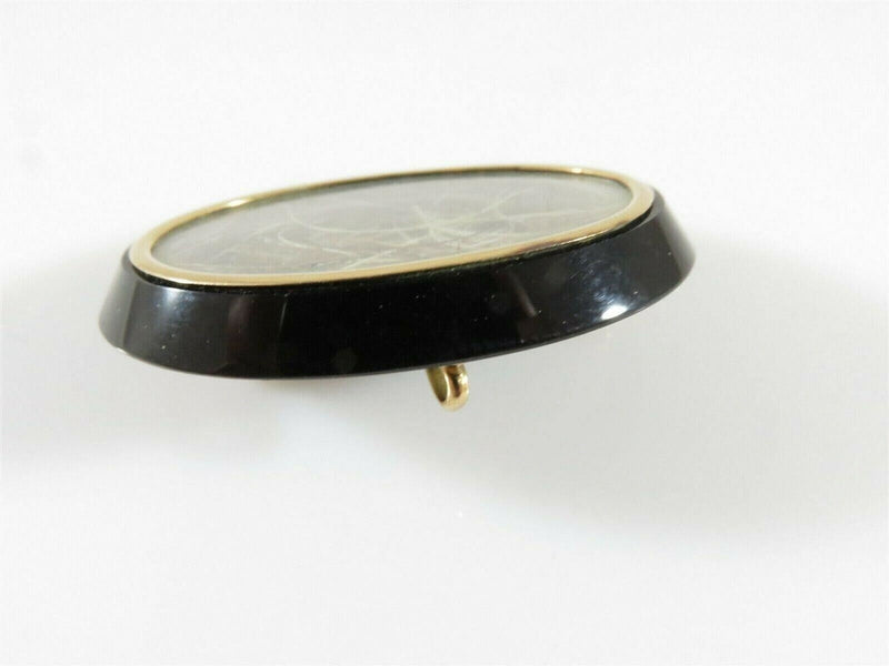 14K Rosey Gold and Polished Jet Hair Mourning Brooch for Restoration product image for Just Stuff I Sell, clear front view, neutral background, original listing photo, optimized descriptive alt text, centered composition variant 4