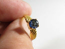 20K Gold .75 Carat Round Cut Natural Blue Sapphire Solitaire Ring Size 9.75