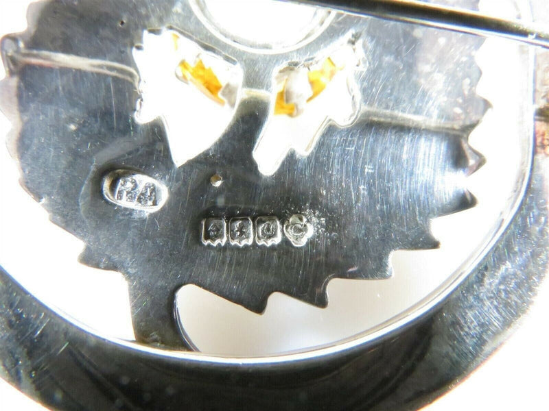 Scottish Celtic Sterling Silver Orange Glass Flower Brooch by Robert Allison product image for Just Stuff I Sell, clear front view, neutral background, original listing photo, optimized descriptive alt text, centered composition variant 10