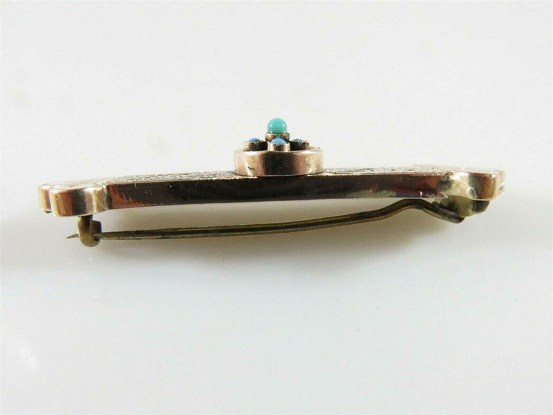 10K Gold Victorian Hat Bar Pin Turquoise and Black Enameled Pin product image for Just Stuff I Sell, clear front view, neutral background, original listing photo, optimized descriptive alt text, centered composition variant 5