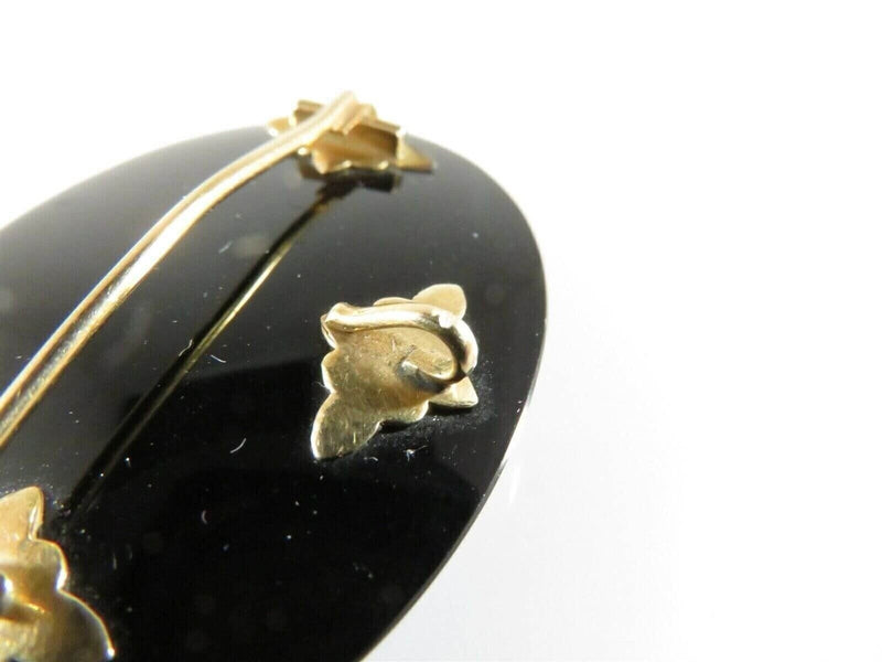 14K Rosey Gold and Polished Jet Hair Mourning Brooch for Restoration product image for Just Stuff I Sell, clear front view, neutral background, original listing photo, optimized descriptive alt text, centered composition variant 10