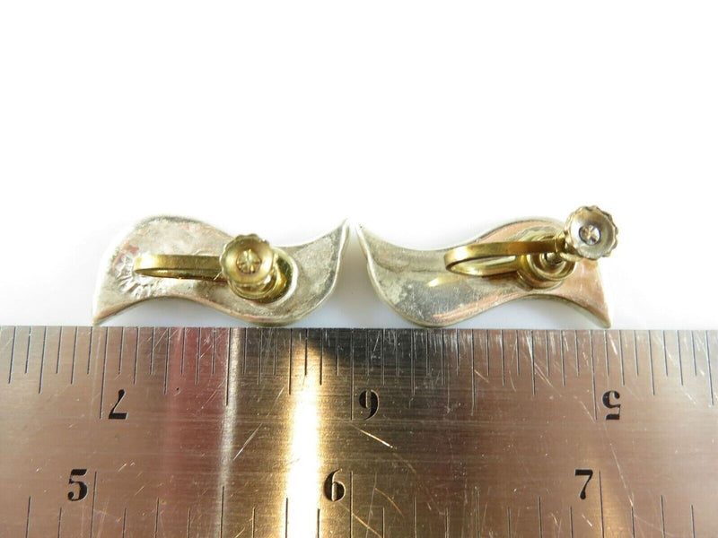 Vintage Modernist Wavy Abalone & Sterling G Taxco Mexico Silver Screw Back Earrings product image for Just Stuff I Sell, clear front view, neutral background, original listing photo, optimized descriptive alt text, centered composition variant 7