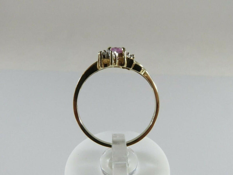 Oval Pink Solitaire Stone 10K Ring w/ 6 CZ Accents Size 5.75 10K Yellow Gold product image for Just Stuff I Sell, clear front view, neutral background, original listing photo, optimized descriptive alt text, centered composition variant 5