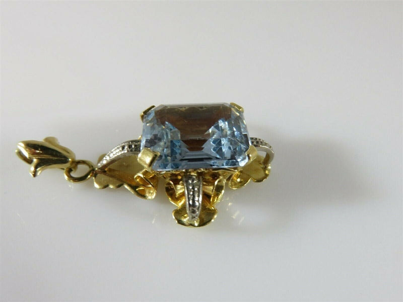 Art Nouveau Arts & Crafts Style 18K Yellow Gold Emerald Cut Blue Spinal Pendant product image for Just Stuff I Sell, clear front view, neutral background, original listing photo, optimized descriptive alt text, centered composition variant 3