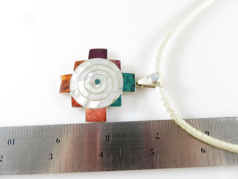 Sterling Silver Mesh Slide Necklace Southwestern Hardstone Geometric Pendant product image for Just Stuff I Sell, clear front view, neutral background, original listing photo, optimized descriptive alt text, centered composition variant 10