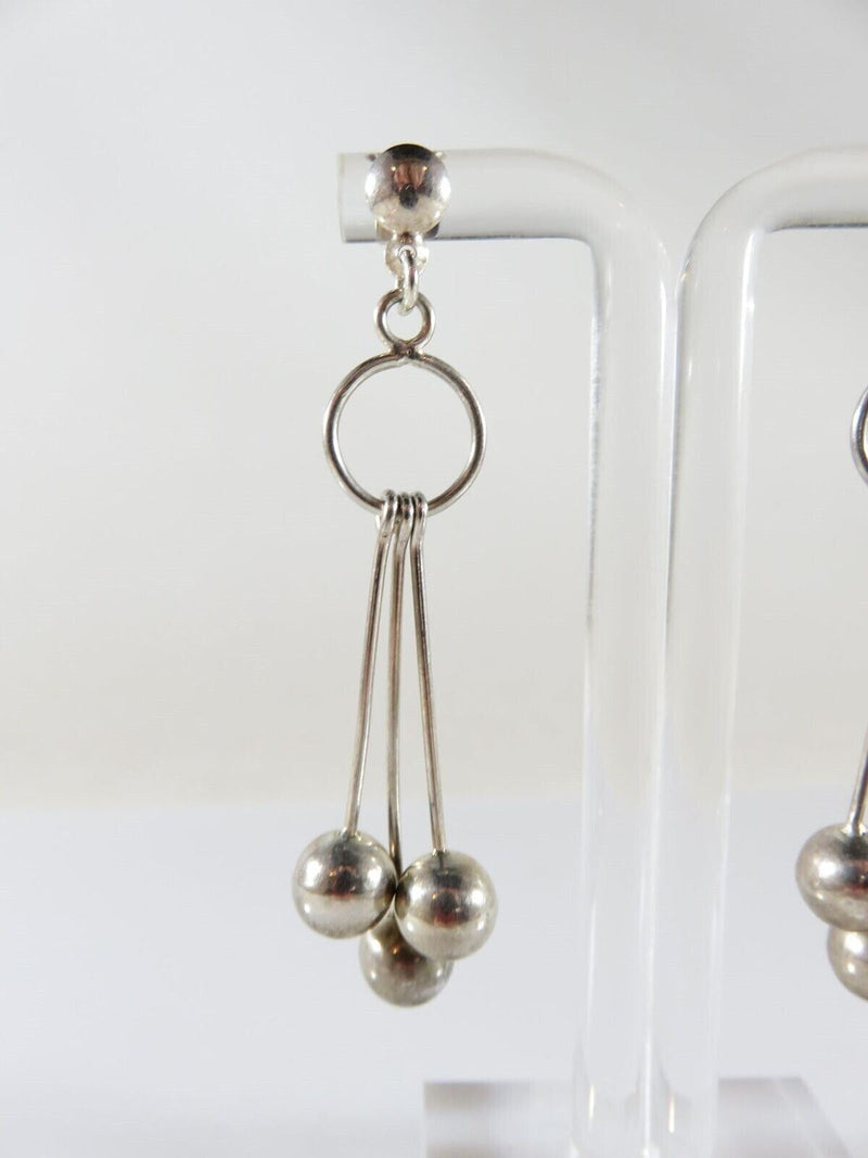 Artisan Modernist Ball & Rod Dangling Earring Set Hand Worked Sterling Silver P product image for Just Stuff I Sell, clear front view, neutral background, original listing photo, optimized descriptive alt text, centered composition variant 4