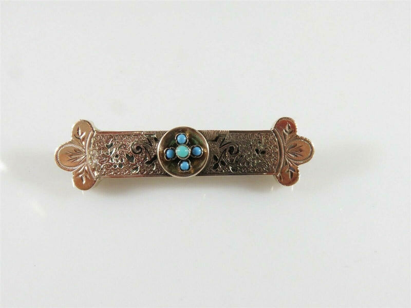 10K Gold Victorian Hat Bar Pin Turquoise and Black Enameled Pin product image for Just Stuff I Sell, clear front view, neutral background, original listing photo, optimized descriptive alt text, centered composition
