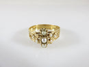 Victorian 18K Yellow Gold Three-Leaf Clover Seed Pearl Ring Size 8