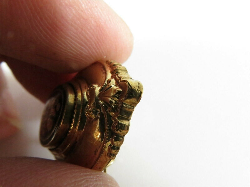 Victorian Gold Filled Floral Taille d'épargne Brooch with Dangle