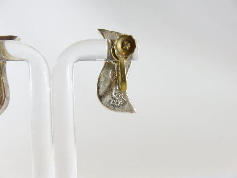 Vintage Modernist Wavy Abalone & Sterling G Taxco Mexico Silver Screw Back Earrings product image for Just Stuff I Sell, clear front view, neutral background, original listing photo, optimized descriptive alt text, centered composition variant 6