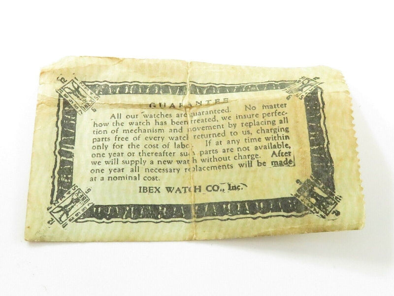 Rare Art Deco Ibex Watch Company Leatherette Watch Box with Receipt & Warranty C