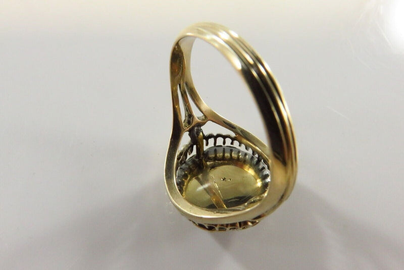 Victorian Round Rose Cut Diamond Cluster Statement Ring Unisex Size 10