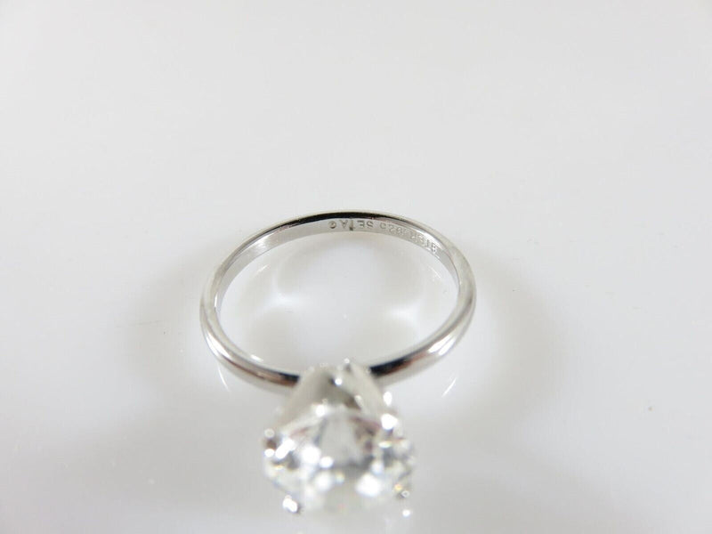 Vintage Designer Solitaire Ring Sterling 8mm Cubic Zirconia Size 7.75 by SETA product image for Just Stuff I Sell, clear front view, neutral background, original listing photo, optimized descriptive alt text, centered composition variant 9