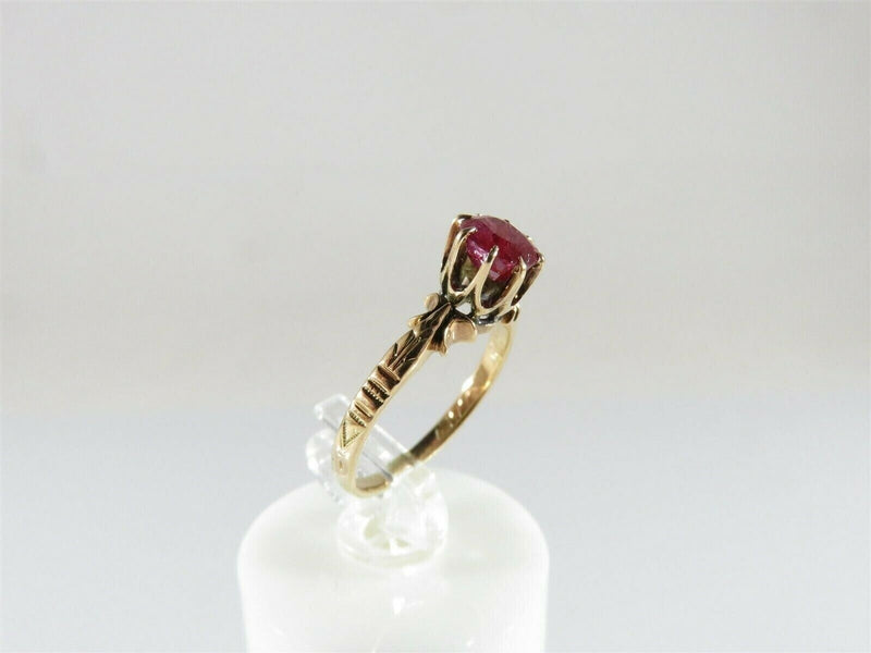 Victorian 14K Gold Ruby Engagement Ring Antique c.1887 Size 4.25 
