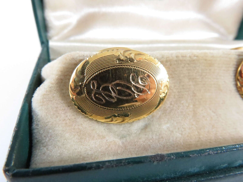 12K Gold Filled Oval Signet Scrolling Design GLP Co Made Curved Bean-Back Cuffli product image for Just Stuff I Sell, clear front view, neutral background, original listing photo, optimized descriptive alt text, centered composition variant 2