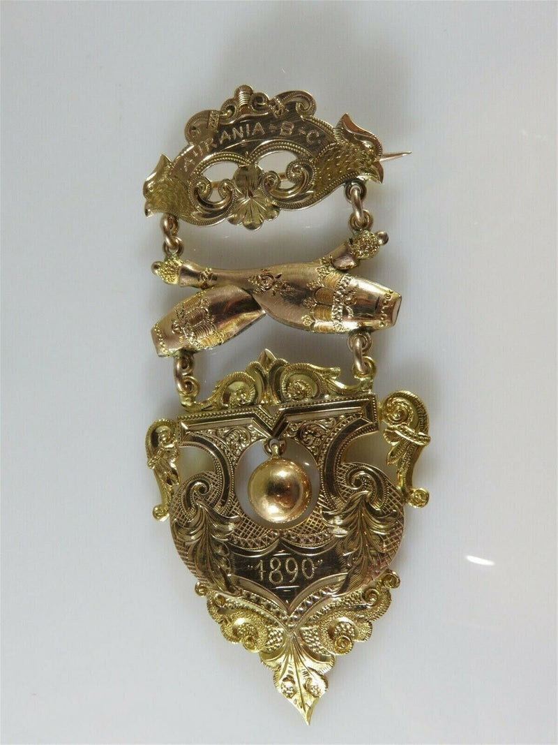 Victorian 10K Rose & Yellow Gold Aurania - B-C 1890 Indian Clubs Award Medal product image for Just Stuff I Sell, clear front view, neutral background, original listing photo, optimized descriptive alt text, centered composition variant 11