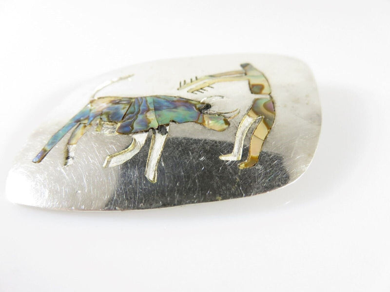 Vintage 925 Modernist Bull Fighting Brooch Abalone Inlay Taxco SCH Eagle 3 Pendant product image for Just Stuff I Sell, clear front view, neutral background, original listing photo, optimized descriptive alt text, centered composition variant 2