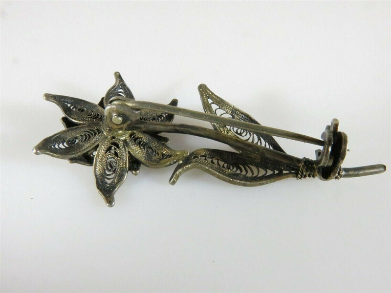 Lovely Delicate Filigree Floral Pin 900 Silver Hallmarked product image for Just Stuff I Sell, clear front view, neutral background, original listing photo, optimized descriptive alt text, centered composition variant 10
