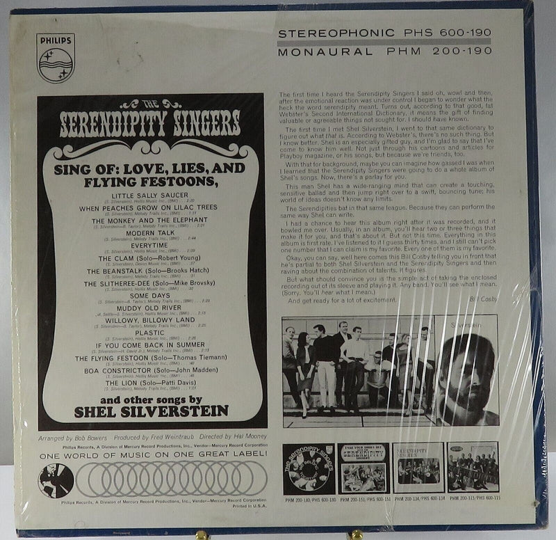 The Serendipity Singers and Other Songs by Shel Silverstein Philips Records PHM product image for Just Stuff I Sell, clear front view, neutral background, original listing photo, optimized descriptive alt text, centered composition variant 2