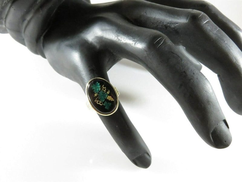 Antique 14K Statement Ring Enameled Leaf Grape Design with Chamfered Band Sz 6 product image for Just Stuff I Sell, clear front view, neutral background, original listing photo, optimized descriptive alt text, centered composition variant 6