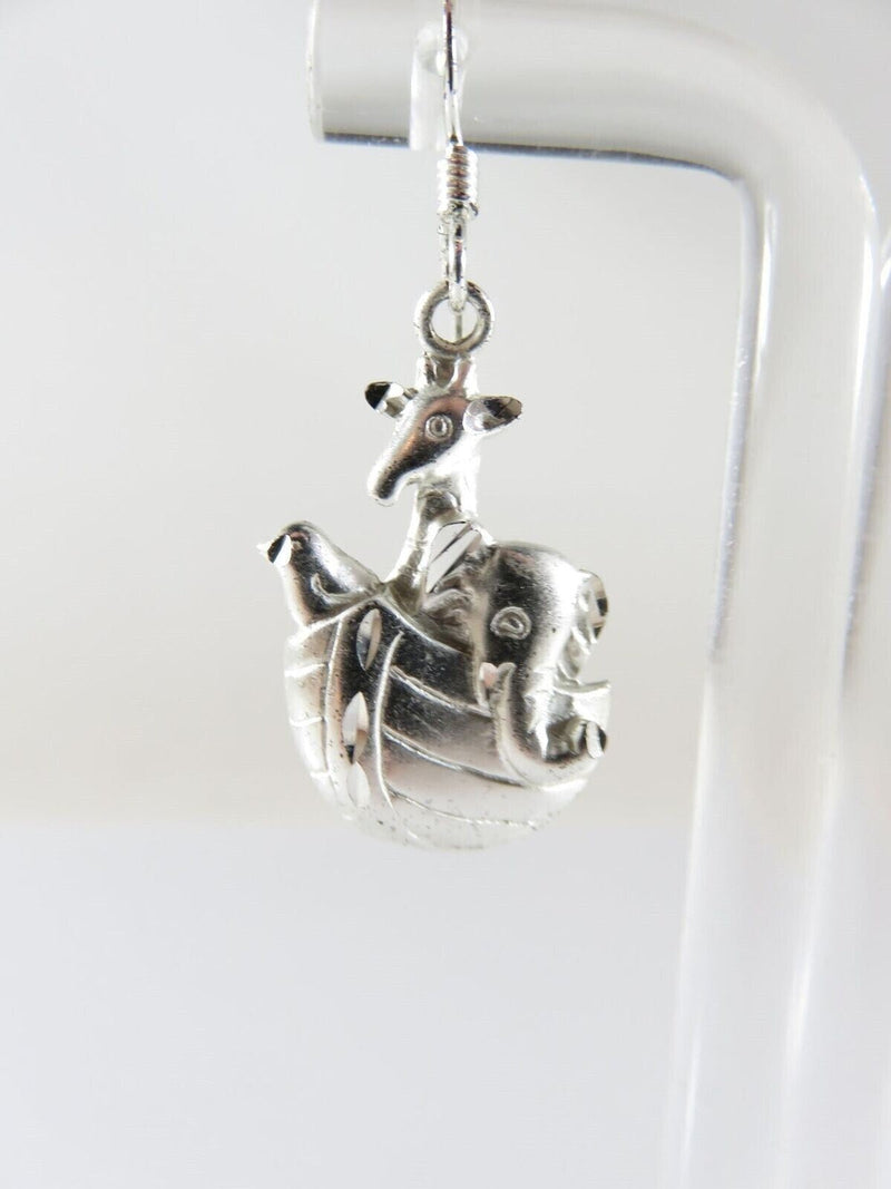 Nice Noah's Ark Elephant Giraffe & Bird Sterling Silver Dangling Earring Set product image for Just Stuff I Sell, clear front view, neutral background, original listing photo, optimized descriptive alt text, centered composition variant 2