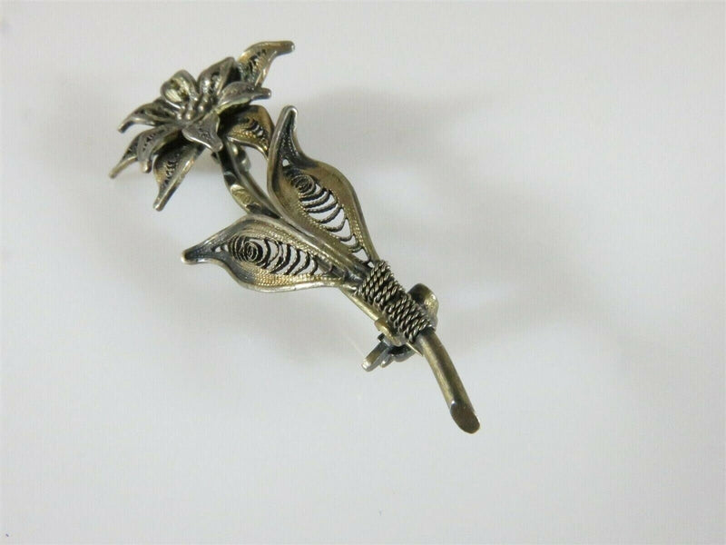 Lovely Delicate Filigree Floral Pin 900 Silver Hallmarked product image for Just Stuff I Sell, clear front view, neutral background, original listing photo, optimized descriptive alt text, centered composition variant 6