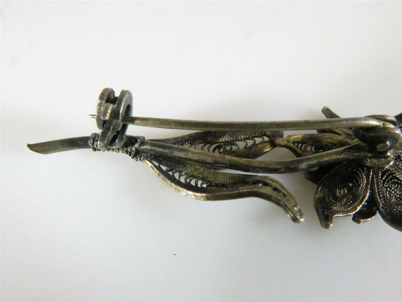 Lovely Delicate Filigree Floral Pin 900 Silver Hallmarked product image for Just Stuff I Sell, clear front view, neutral background, original listing photo, optimized descriptive alt text, centered composition variant 9