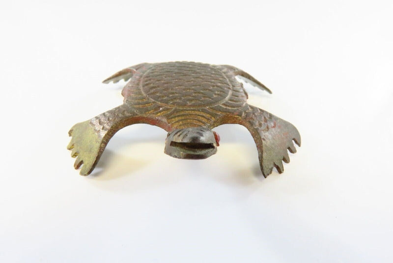 Small Brass Turtle with Little Red Eyes and Scratchy Paws / Vintage