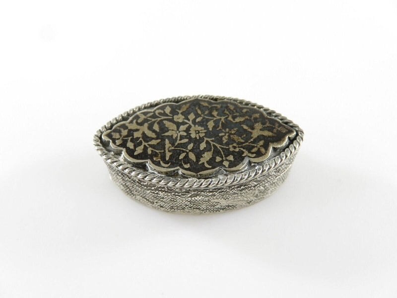 Antique Silver Niello Enamel Small Snuff or Stash Box Floral Décor product image for Just Stuff I Sell, clear front view, neutral background, original listing photo, optimized descriptive alt text, centered composition