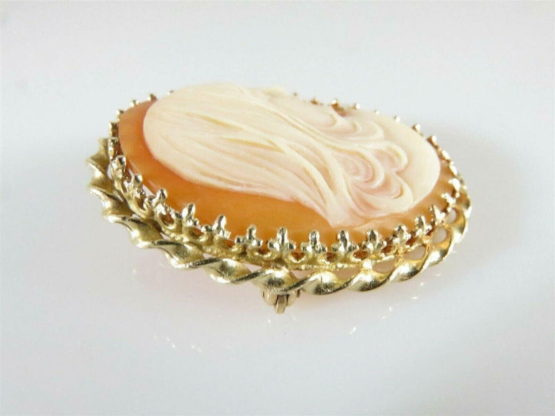 14K Gold Right Facing Portrait Cameo Mid Century Profile 1 7/16" x 1 1/16 7.3 GR product image for Just Stuff I Sell, clear front view, neutral background, original listing photo, optimized descriptive alt text, centered composition variant 3