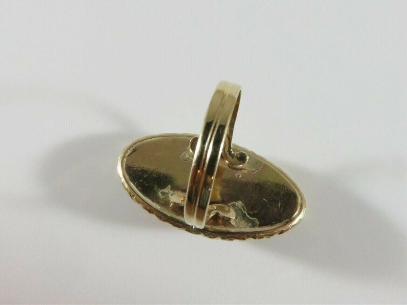 Vintage Mid-Century 10K Gold Rutilated Quartz Cabochon Ring Size 7