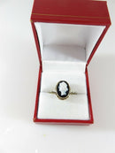 Antique 14K Gold Onyx Cameo Ring Art Nouveau Edwardian Style Size 5.5