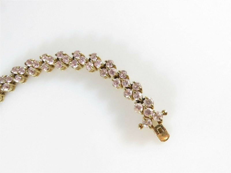 Stylish Gold Washed Sterling Silver 7 1/4" Long Faceted Pink Glass Link Bracelet product image for Just Stuff I Sell, clear front view, neutral background, original listing photo, optimized descriptive alt text, centered composition variant 5