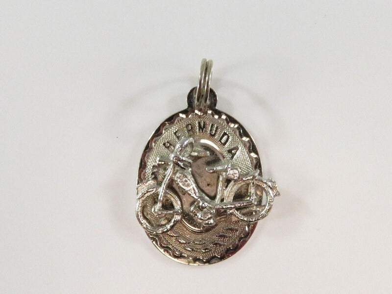 Vintage Sterling Silver Bermuda Moped Travel Charm Makers Mark A Inside a Diamon product image for Just Stuff I Sell, clear front view, neutral background, original listing photo, optimized descriptive alt text, centered composition