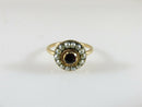 Georgian 14K Gold Garnet & Pearl Cluster Ring Antique Size 5.5