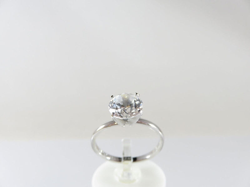 Vintage Designer Solitaire Ring Sterling 8mm Cubic Zirconia Size 7.75 by SETA product image for Just Stuff I Sell, clear front view, neutral background, original listing photo, optimized descriptive alt text, centered composition variant 2