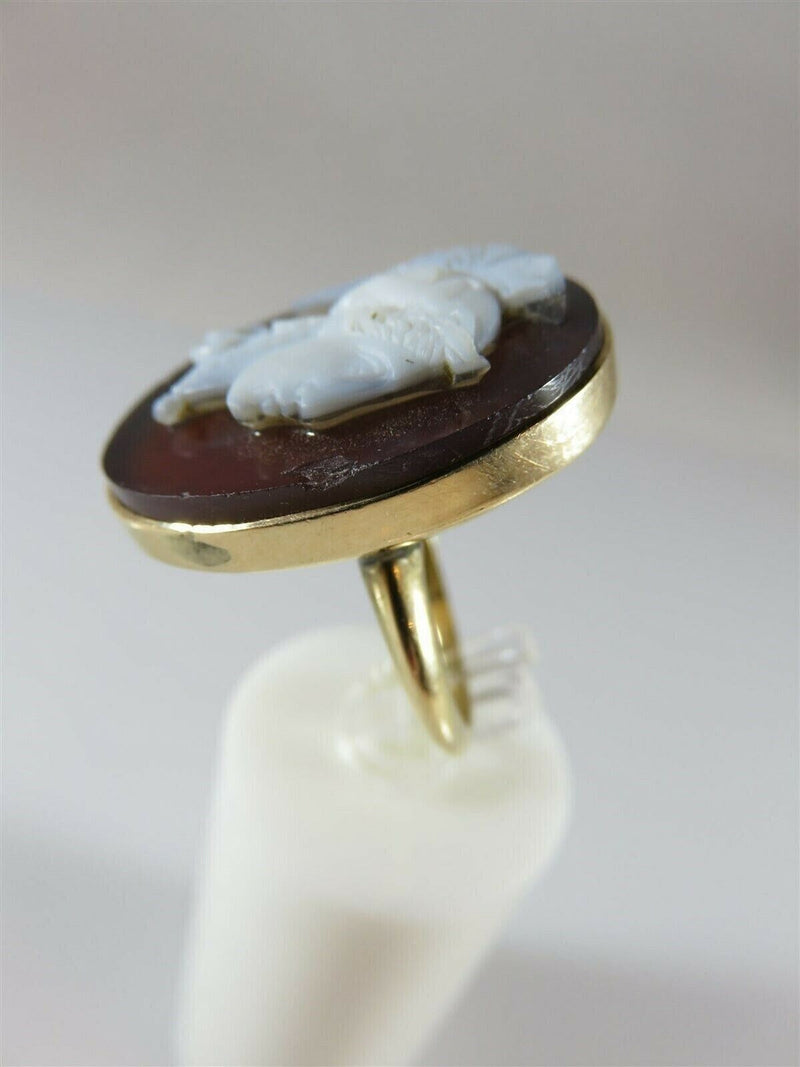 Victorian Era 14K Gold High Relief Carved Hardstone Roman Soldier Ring Size 7 product image for Just Stuff I Sell, clear front view, neutral background, original listing photo, optimized descriptive alt text, centered composition variant 3