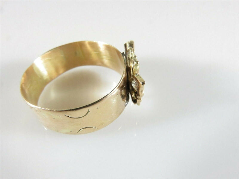 Outstanding Antique 14K Gold Diamond Figural Butterfly Ring Cigar Band Rose OMC product image for Just Stuff I Sell, clear front view, neutral background, original listing photo, optimized descriptive alt text, centered composition variant 6